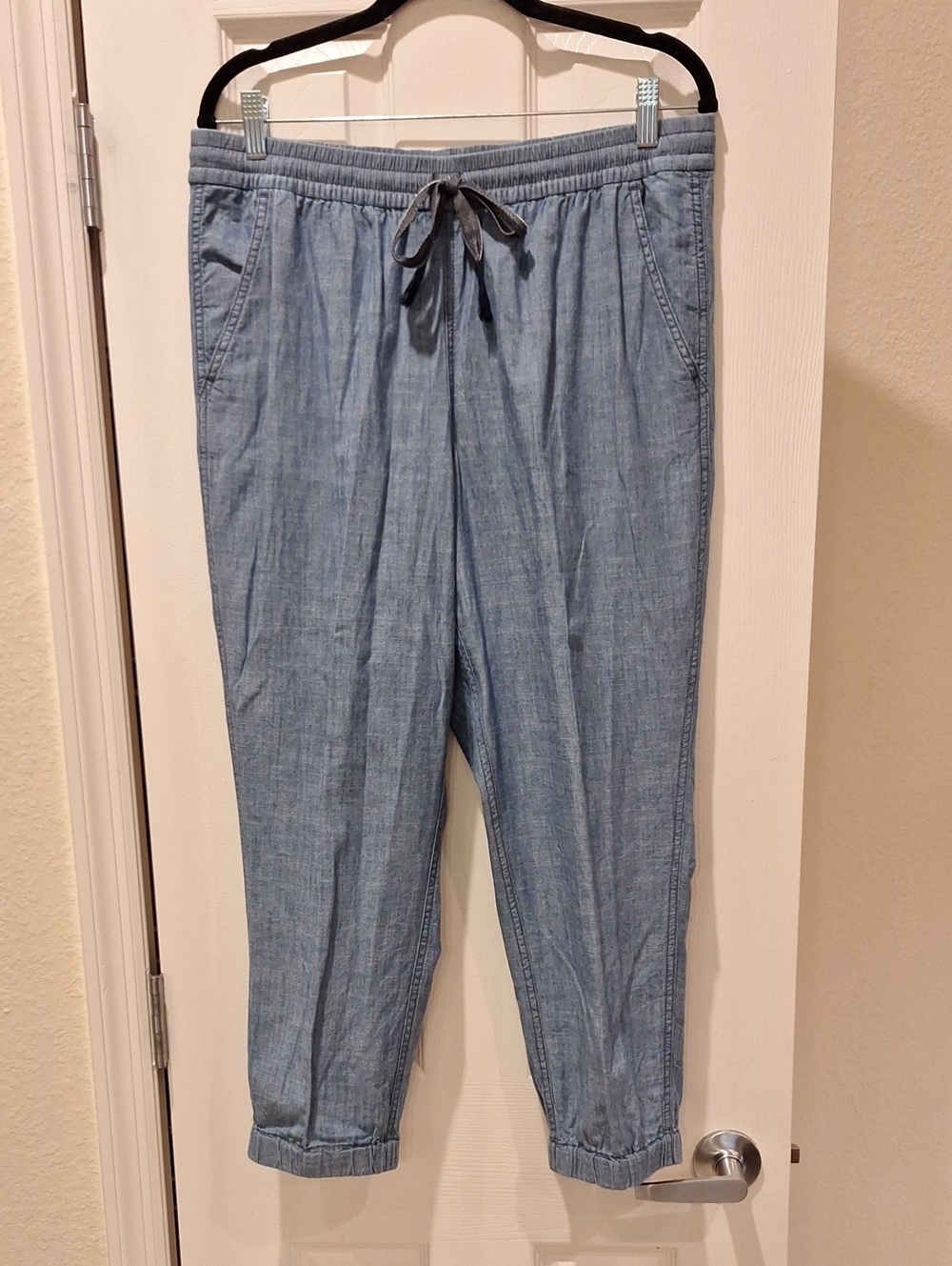 JCrew Point Sur - Light Blue Chambray  Drawstring Cropped Pants - 12